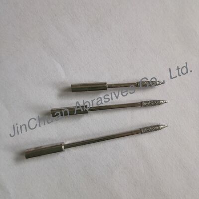D151# Mole di levigatura diamantate con ritenzione del grana salda, elettroplaccate, con diametro testa 2.2mm e lunghezza abrasiva 8mm
