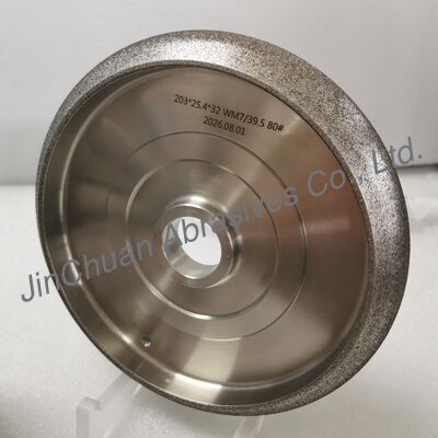 Ruota CBN elettroplata personalizzata con 203mm OD e WM 7/39.5 per affilare seghe a fascia di legno