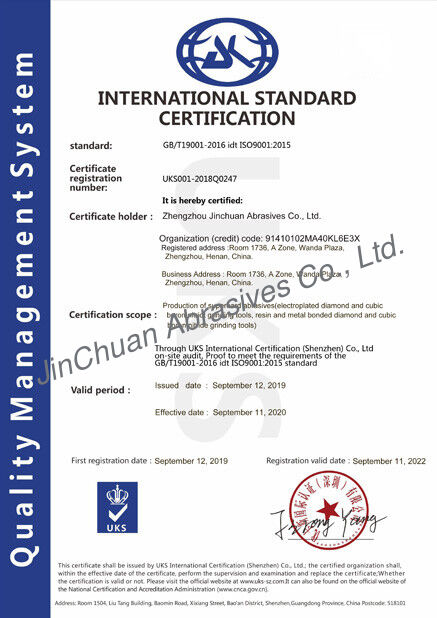 La Cina ZHENGZHOU JINCHUAN ABRASIVES CO., LTD. Certificazioni
